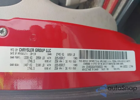 2015 Dodge Grand Caravan Avp/Se from USA, damaged, VIN 2C4RDGBG4FR586523